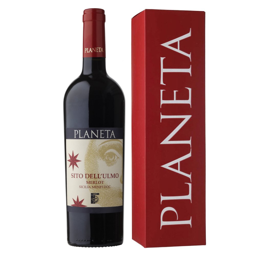 Вино Планета Сито дель Ульмо Мерло DOC Сицилия Менфи 0,75л в подарочной упаковке