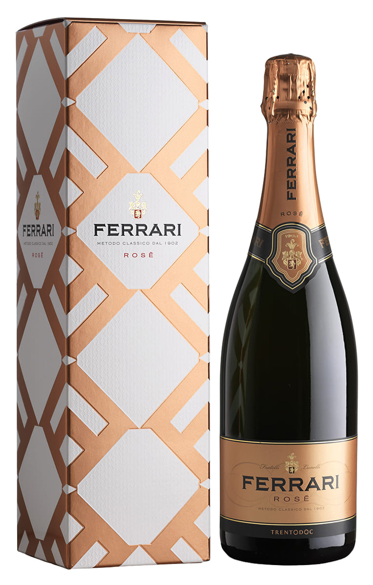 Вино игристое Феррари, Розе Брют, Trento DOC, 0,75л, в подарочной упаковке