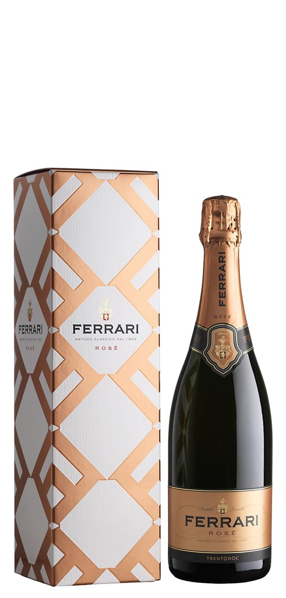 Вино игристое Феррари, Розе Брют, Trento DOC, 0,375л, в подарочной упаковке