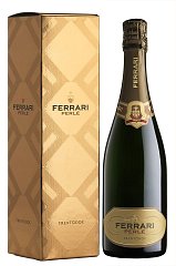 Вино игристое Феррари, Перле Брют, Trento DOC, 0,75л в подарочной упаковке